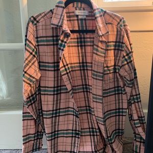Peach and Green Flannel Shirt